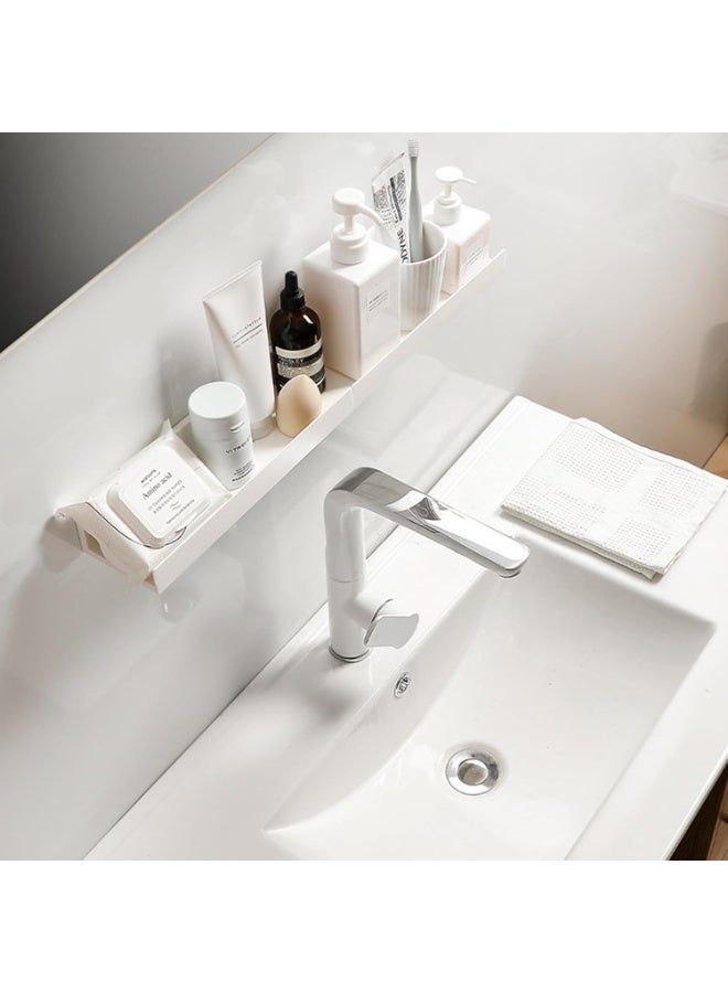 Relex 2PCS Adhesive Floating Shelves, Wall Organizer, Wall Storage Rack for Bathroom, Kitchen, Bedroom, Living Room, 27cm,No Drill Waterproof Storage (White) - Image 3